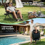 Amopatio Oversized Zero Gravity, 33in Reclining Camping Lounge Chair Upgraded Lock, Footrest, Cup Holder, Removable Cushion, Headrest Folding Patio Recliner