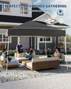 Canopy Tent, GarveeLife 10X10 FT Pop Up Canopy Outdoor Instant Tent Slant Legs with Carrying Bag, Portable Gazebo Shelter for Patio Deck Garden Beach - 8X8 FT Canopy Cover (Gray)