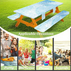 Fitted Picnic Table Cover with Bench Covers, Windproof Vinyl Table Cloths Outside Camping Cooking Backyard Furniture Seat Cushion Tablecloth Activities Party Decor Decorations Para Acampar Equipment