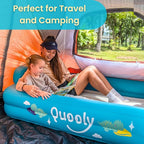 Inflatable Toddler Travel Bed with Electric Pump – Portable Toddler Bed & Toddler Air Mattress for Kids 2-7, Blow Up Bed for Camping, Travel & Sleepovers with Safety Bumpers
