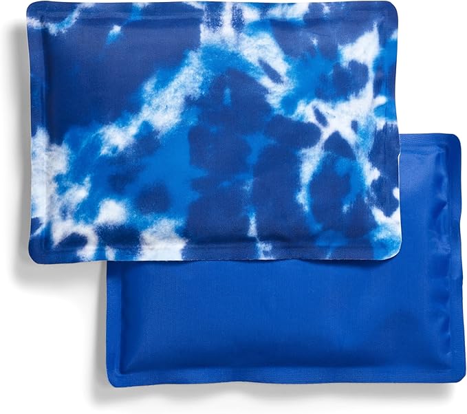 Cool Coolers by Fit & Fresh 2 Pack Soft Ice, Flexible Stretch Nylon Reusable Ice Packs for Lunch Boxes & Coolers, Blue Tye Dye