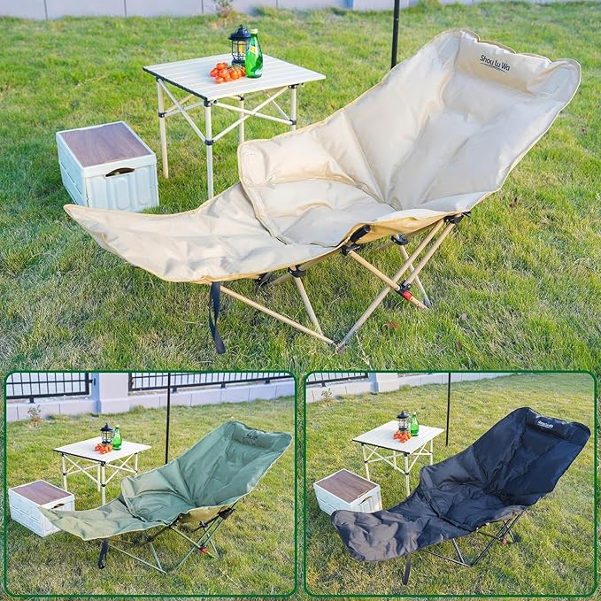 Dual Purpose Folding Camping Cot and Chair with Removable Footrest for Adults, Easy-to-Assemble Adjustable Sleeping Chair with Carry Bag for Fishing, Hiking, Travel, Home (Dark Green)