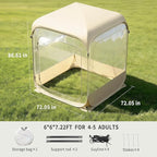 Instant Pop-Up Bubble Tent, 6x6ft Transparent Outdoor Shelter with top Cove, 360° View, All-Weather & Windproof for Camping, Beach, Backyard, Events (4-6 Person,Beige)