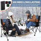 Heated Camping Chair with 20,000 mAh Battery, Loog-Lasting for 500 Mins, Fully Padded Heated Camp Chairs, Heavy Duty Folding Chairs Supports 500 lbs for Winter Camping, Picnics, Tailgating, RV Travel