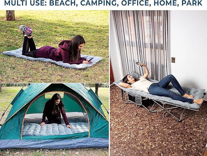 Zento Camping Cot Mattress Foam Pad for Adults – Thick Soft Ultra Comfort Sleeping Pad for Traveling Hiking Outdoor or Indoor Use – Lightweight Easy to Carry Foldable Waterproof Adult Cot Mattress