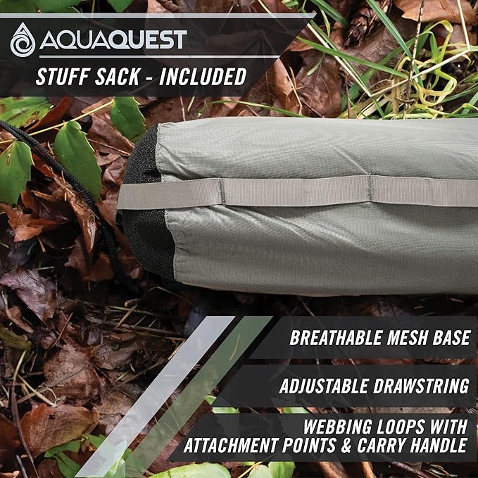AquaQuest Safari Tarp – Lightweight Waterproof (5,000mm) Seam-Taped Ripstop Rain Fly for Backpacking, Thru-Hiking & Hammock Camping