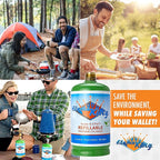 Flame King 1LB EMPTY Propane Cylinder Tank – Refillable – Reusable – Safe and Legal Refill Option – DOT Compliant – 16.4 oz for Camping, Backpacking, and Hiking (4-Pack), Green (YSN164-4)