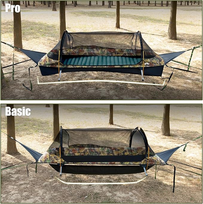 Night Cat Flat Lay Hammock Tent with Mosquito Net Waterproof Rainfly for 1 Person Backpacking Hiking Camping Lightweight 330LBS 87x28x19in
