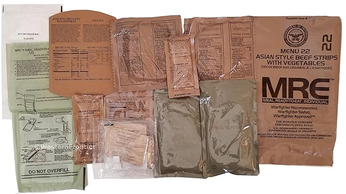 MRE A-Menu Case, 2018 Inspection Date Military Meal-Ready-to-Eat. Case of 12 Genuine US Military Surplus MREs with A Case Menu Selections.