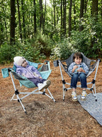 EVER ADVANCED Kids Hammock Chair Foldable, Kids Camping Chair with Stand Portable, Hammock Swing Chair with Cup Holder, Child Camping Gear Carry Bag for Traveling Outdoor Patio Supports 125LBS Grey