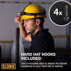 SLONIK Headlamp Rechargeable - 1000 Lumen LED USB Rechargeable Headlight - IPX4 Waterproof Head Lamp with Bright 60 ft Flashlight Beam - Hiking & Outdoor Camping Gear, Black - LED Headlamp