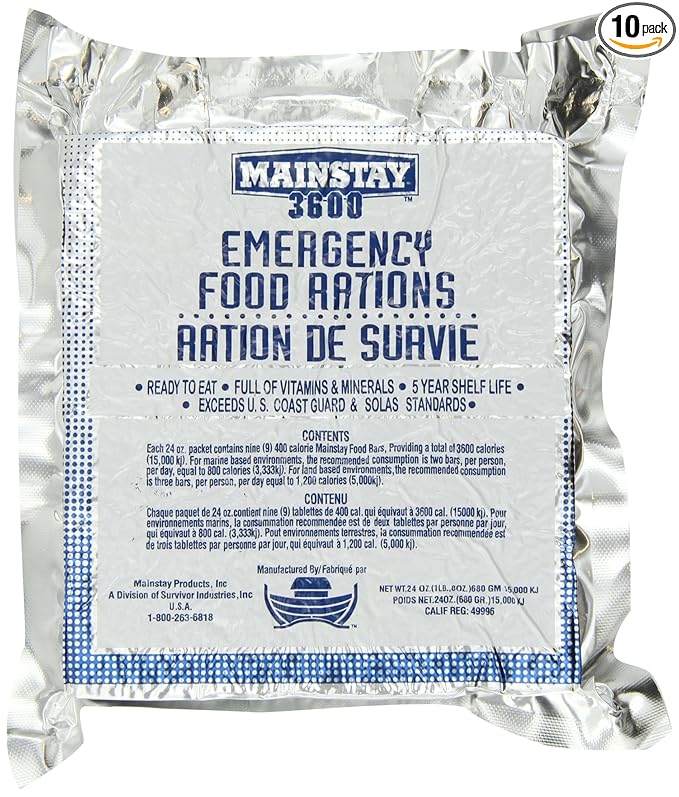 Mainstay Emergency Food Rations - Case of 10 Packs