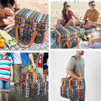 Soft Collapsible Insulated Sided Cooler - 60 Can Large Leakproof Picnic Beach Meal Prep Portable Travel Cooler for Shopping, Kayaking, Road Trips