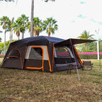 KTT Extra Large Tent 10-12-14 Person(B),Family Cabin Tents,2 Rooms,3 Doors and 3 Windows with Mesh,Straight Wall,Waterproof,Double Layer,Big Tent for Outdoor,Picnic,Camping,Family Gathering