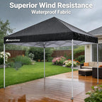 Anytee-10x10 Pop Up Canopy Tent, Easy Up Waterproof Outdoor Canopy with Wheeled Bag, Sun Shade for Patio, Backyard, Parties, Camping-Black