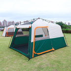 KTT Extra Large Tent 10-12-14 Person(A),Family Cabin Tents,2 Rooms,3 Doors and 3 Windows with Mesh,Straight Wall,Waterproof,Double Layer,Big Tent for Outdoor,Picnic,Camping,Family Gathering