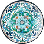Talavera Melamine 12-Piece Dinnerware Set – Multicolored Plates and Bowls for 4, Spanish Tile-Inspired, Durable, Lightweight, Shatterproof, Dishwasher Safe, Indoor Outdoor Tableware