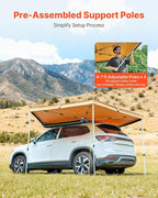 VEVOR 270 Degree Awning, 52 sq.ft Driver Side Vehicle Awning, Waterproof UV50+ Car Side Awnings with Carry Bag, All-Weather Free-Standing Overland Awnings Car Shelter for SUV Van Truck Camping