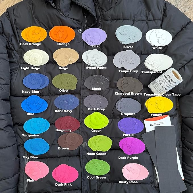 aZengear Repair Patches for Jackets, Tent, Shoe Toe, Air Mattress, Inflatables, PVC Gear - Waterproof, Self-Adhesive, Tear-Cold-Heat-Resistant, Down Puffer Coat (11 Pcs, Sky Blue)