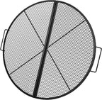 Lineslife 36 Inch X-Marks Fire Pit Cooking Grill Grates Portable, Heavy Duty Folding Round Campfire Grill Grate, Firepit Grill Grate with Handles for Outdoor BBQ Picnic, Black