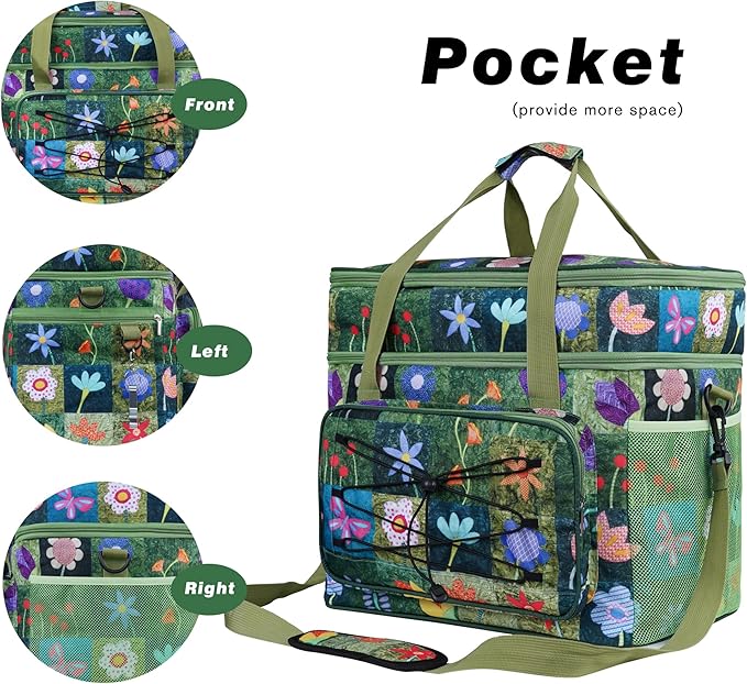Soft Collapsible Insulated Sided Cooler - 60 Can Large Leakproof Picnic Beach Meal Prep Portable Travel Cooler for Shopping, Kayaking, Road Trips