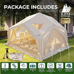 Coody Inflatable Canvas Camping Tents with Stove Jack – Premium Air Beam Family Glamping Tent, Breathable Cotton Canvas, Fast Setup Air Tent with Pump