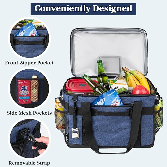 OPUX Cooler Bag, 48/60 Cans Insulated Soft Collapsible Portable Cooler, Soft Sided Leakproof Cooler for Beach Camping with Shoulder Strap, Ice Chest for Travel Road Trip Picnic