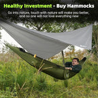 Camping Hammock with Mosquito Net, Underquilt & Rain Fly Tarp – 2 Person Portable Backpacking Hammock Set for Hiking, Backpacking, Travel, Backyard, Beach – Holds Up to 500lbs (Green)