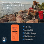 Finger Splint Pack of 4 – 2" x 4.5" Moldable Aluminum Finger Brace for Trigger Finger, Mallet Finger & Injury Immobilization – Lightweight, Reusable First Aid Splint Support