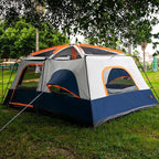 KTT Extra Large Tent 10-12-14 Person(A),Family Cabin Tents,2 Rooms,3 Doors and 3 Windows with Mesh,Straight Wall,Waterproof,Double Layer,Big Tent for Outdoor,Picnic,Camping,Family Gathering