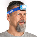 Foxelli LED Headlamp Flashlight for Adults & Kids, Running, Camping, Hiking Head Lamp with White & Red Light, Comfortable Headband, Lightweight & Waterproof, 3 AAA Batteries