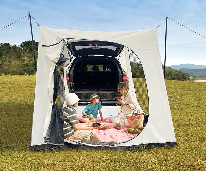Car Tent for Camping 4-6 Person Universal SUV Van Tailgate Waterproof UPF 50 + Include Seperate Screen Tent