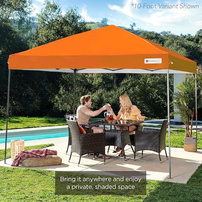 Best Choice Products 8x8ft Pop Up Canopy Tent, Outdoor Shade, 1 Person 1 Minute Set Up, Carry Case, 4 Weight Bags - Orange