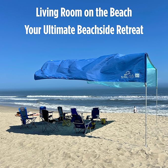 MillionShades® Beach Shade Canopy – Grande 14 ft x 14 ft Wind-Propelled™ Sun Shade for Beach with UPF 50+, 360° Views, Quiet & Lightweight Design, Easy Setup Tent - Windproof Beach Shelter