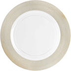PARTY BARGAINS 13-Inch Charger Plates - 48 Pack, Clear Gold Rope Textured Rim, Heavy-Duty Disposable Chargers for Elegant Dining - Ideal for Weddings and Formal Events