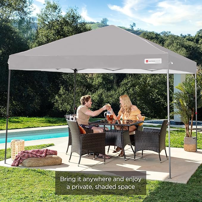 Best Choice Products 10x10ft Pop Up Canopy Tent, Outdoor Shade, 1 Person 1 Minute Set Up, Carry Case, 4 Weight Bags - Light Gray