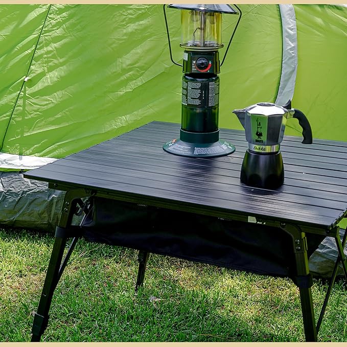 ARROWHEAD OUTDOOR 39" Aluminum Folding Camp Roll Up Table w/Adjustable Height, Undertable Mesh Storage, Carry Bag