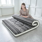 Japanese Floor Futon Mattress - Thicken Sleeping Foldable & Portable Roll up Camping Mattress, Bohemia Black Twin