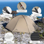 Naturehike Jiling 1/2 Person Backpacking Tent 4 Season Lightweight Tent for Hiking & Bikepacking Easy Setup 3000mm Waterproof Ultralight CampingTents for Outdoor Cycling