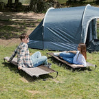 TIMBER RIDGE 20-Second Quick Set-Up Camping Cot, Lightweight Aluminum Folding Cot with Zipper Closure, Portable Carry Bag Included for Camping, Travel and Outdoors, Support up to 225lbs, Tan 2pcs