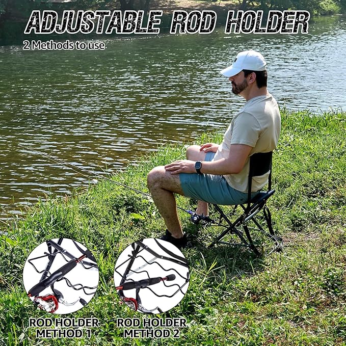 X Strike Portable Fishing Chairs Outdoor Folding Stool for Adults Portable Camping Chair for Ice Fishing,Hunting,Lawn,Patio,Garden,300LBS.