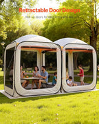 VEVOR 12x6ft 2-in-1 Pop-Up Screen House Tent, Dual Room Screen Gazebo, Portable Screened Canopy with Carry Bag, Netting Sides & Ground Stakes for Garden, Patio, Backyard & Outdoor Activities, Beige