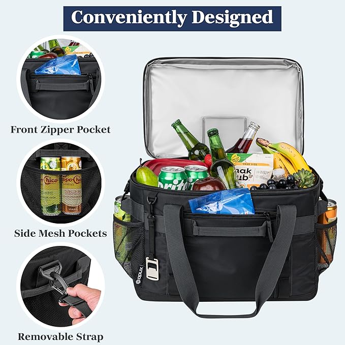 OPUX Cooler Bag, 48/60 Cans Insulated Soft Collapsible Portable Cooler, Soft Sided Leakproof Cooler for Beach Camping with Shoulder Strap, Ice Chest for Travel Road Trip Picnic