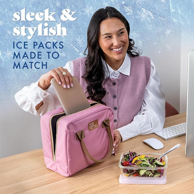Cool Coolers by Fit & Fresh XL Slim Ice Packs, Quick Freeze Reusable Ice Packs for Lunch Boxes & Coolers, Long-Lasting, Space Saving Cooler Ice Packs, Multicolor, 4Pk
