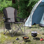 Oversized Camping Chair Heavy Duty- Portable Folding Chair, Cup Holder & Waterproof Phone Case for Adults, Beach, Hiking, Backyard (Black & Gray, 2 PCS)