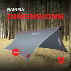 Rain Fly12x10 Lightweight Survival Camping Tarp; 100% Waterproof; Makes a Great Backpacking Tarp or Hammock Shelter; Comes in Multiple Colors, Survival Bracelet Included; Grey