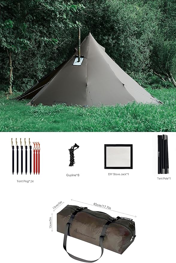 Hot Tent – 4 Season, Waterproof, Windproof, and Lightweight Shelter, Ideal for Camping, Hiking, Hunting, and Fishing.