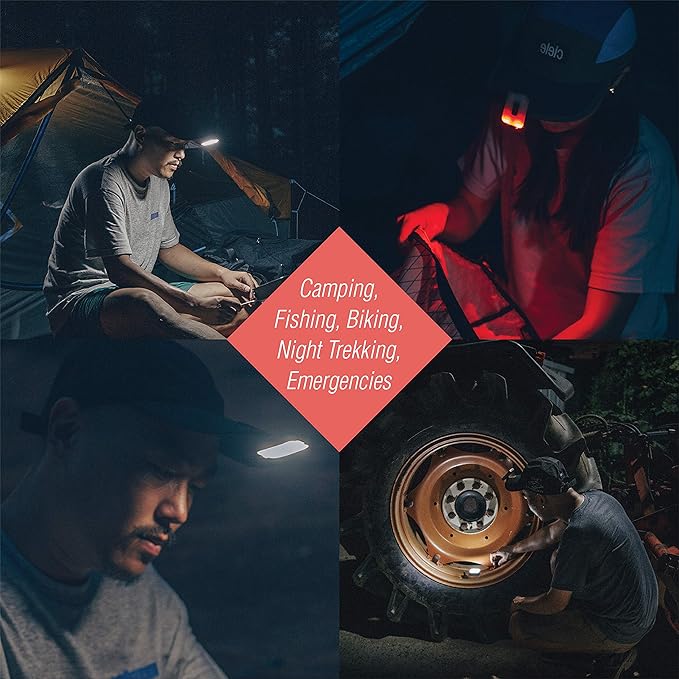 Claymore Capon 40B Black Clip-On Cap Light – USB-C Rechargeable 230LM LED Headlamp | 3 Light Modes 180° Adjustable Beam IP54 Water Resistant Up to 12 Hrs Runtime for Camping, Running, Outdoor