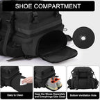 LHI Military Tactical Backpack for Men and Women 45L Army 3 Days Assault Pack Bag Large Rucksack with Shoe Compartment