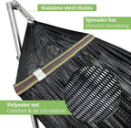 Tranquillo Double Hammock with Stand 650lb Capacity Double Hammock with Spreader Bar, Solid Grade 201 Stainless Steel 30s Set Up, Sturdy Flexible Hammock Stand Portable, Outdoor Indoor, Black
